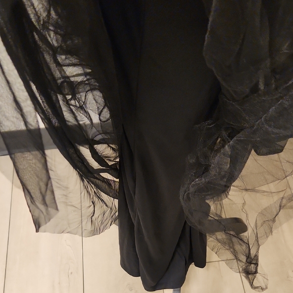 Holiday Ready Haute Monde Beautiful Sheer Black Backless Dress Size Small - Picture 5 of 6